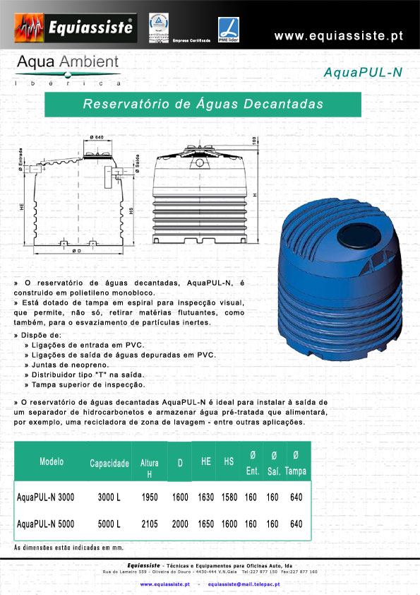 Aqua Ambient - Tratamento de Águas e resíduos - Reservatório de Águas Decantadas Separador de Hidrocarbonetos